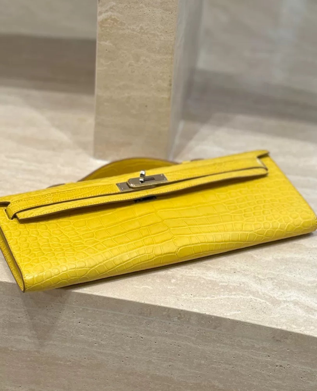 Hermès Kelly Cut hermes Marigold Yellow Matte alligator Leather
