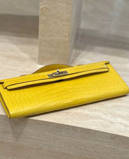 Hermès Kelly Cut hermes Marigold Yellow Matte alligator Leather Palladium hardware