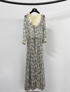 Chanel 23C silk print maxi dress
