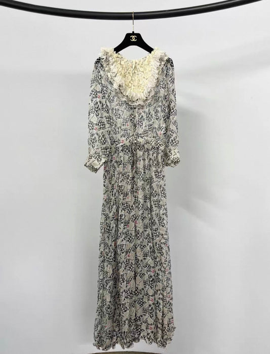 Chanel 23C silk print maxi dress