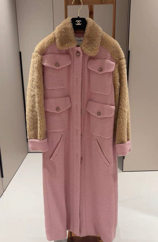 Chanel 22k pink shearling coat