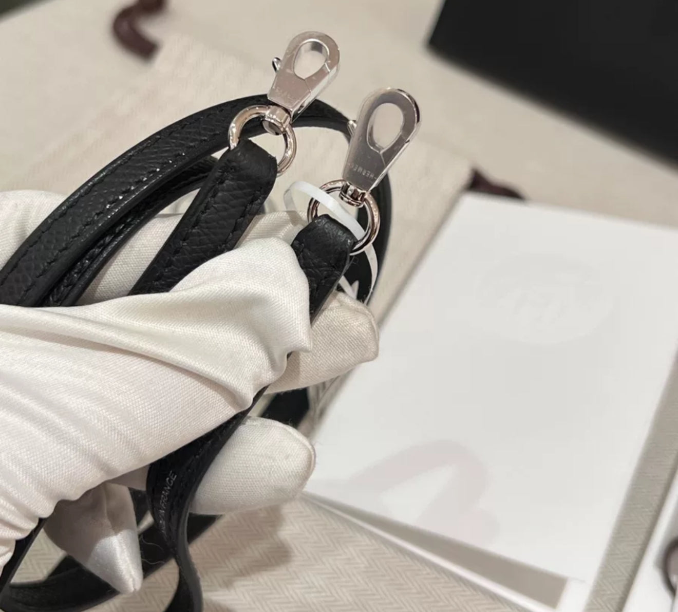 HERMES MINI KELLY BLACK EPSOM PALLADIUM HARDWARE