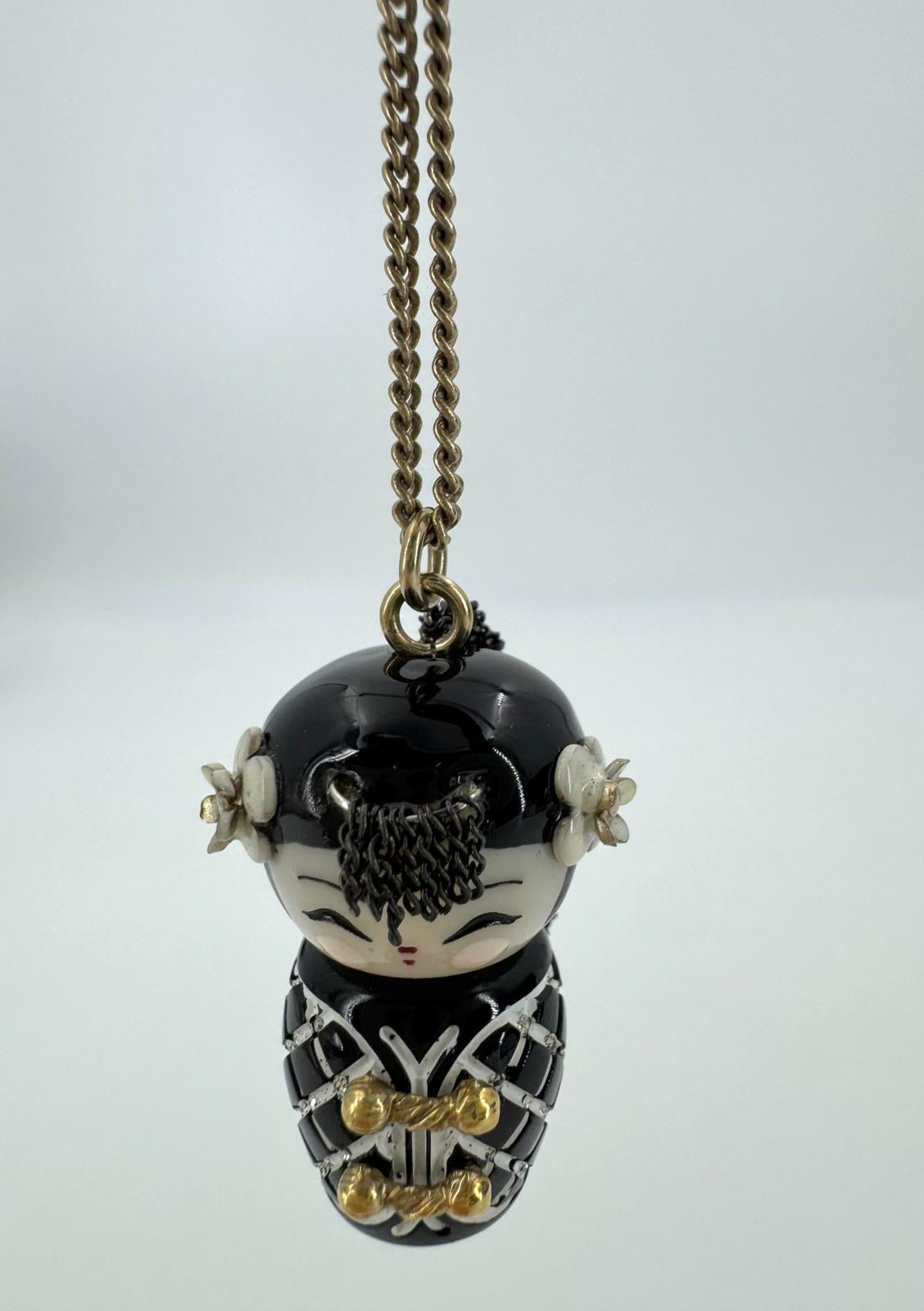 Chanel 10A Double C Acrylic Porcelain shanghai Doll Necklace