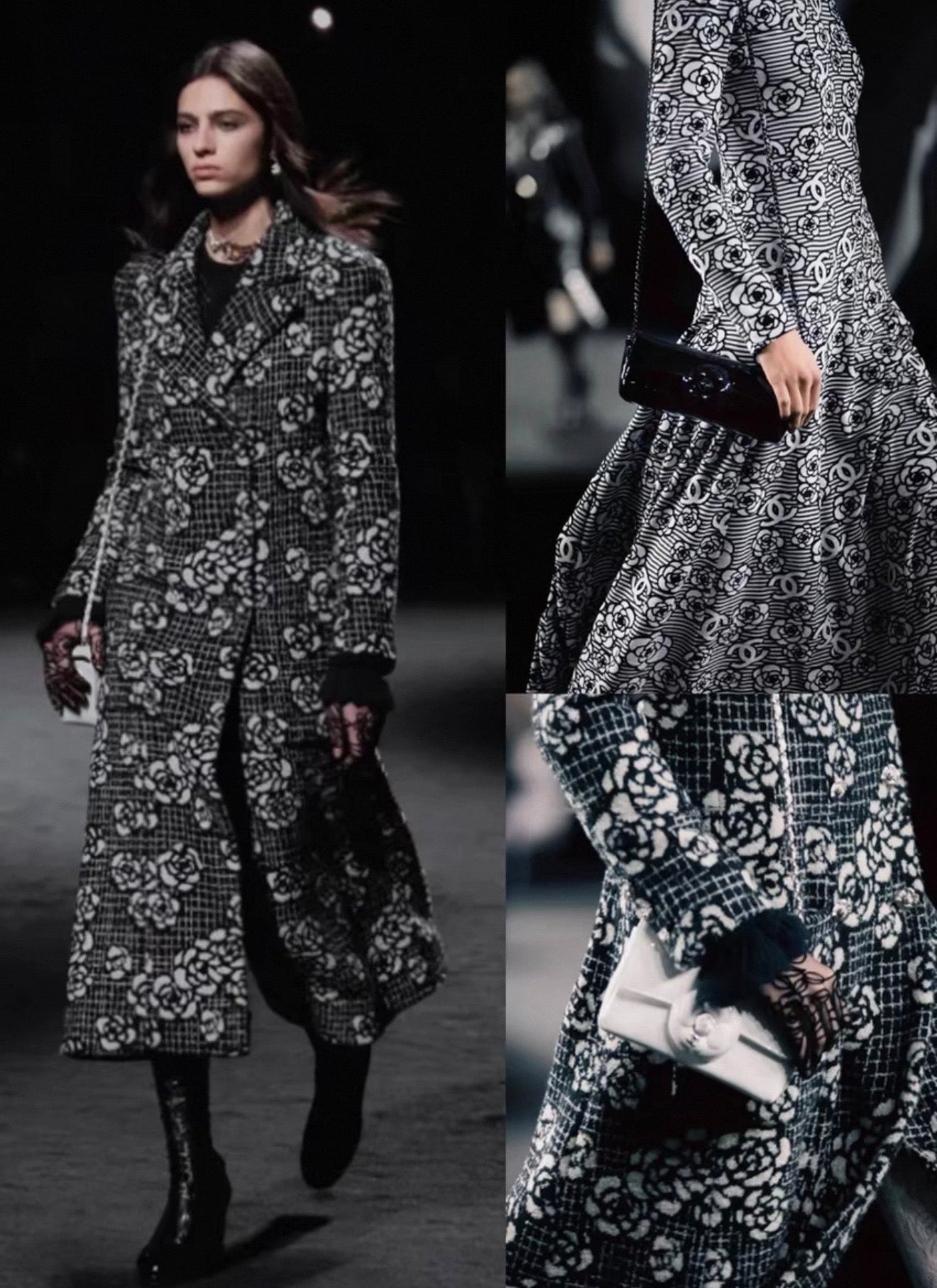 Chanel 22p black tweed camellia long coat – Wararni.com