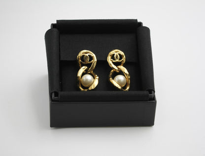 Chanel 2020 Imitation Pearl & Gold Plated Stud Earrings