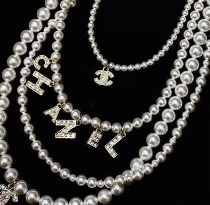 Chanel 20B Double C Diamond Pearl Necklace