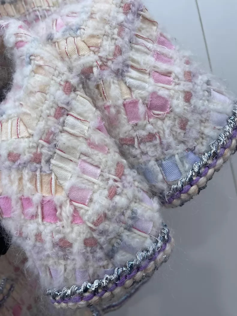 Chanel 17K pink ecru Mixed Colour tweed Jacket