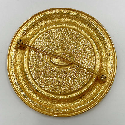 Chanel Vintage Gold Plated 31 Rue Cambon Medallion Booch