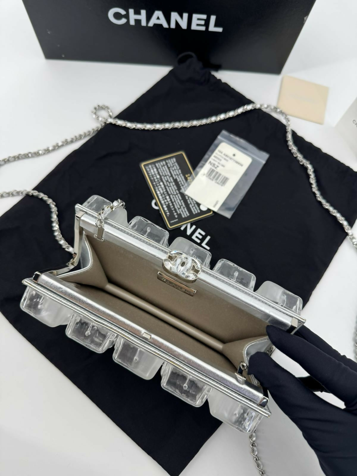 Chanel 2010 Plexiglass Ice Cube Sliver Clutch Bag