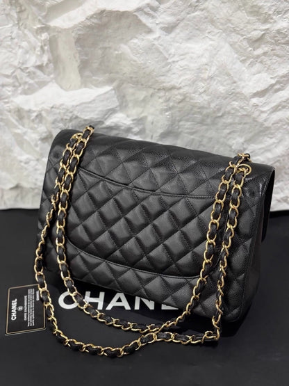 Chanel Jumbo black CF leather gold hardware