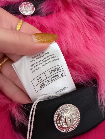 Chanel 23N  black & Pink Shearling Vest