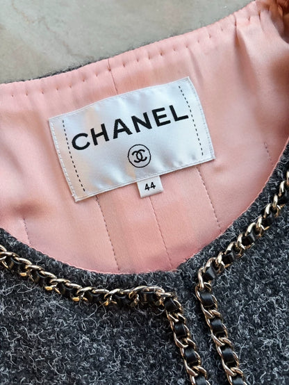 Chanel 19b grey wool jacket