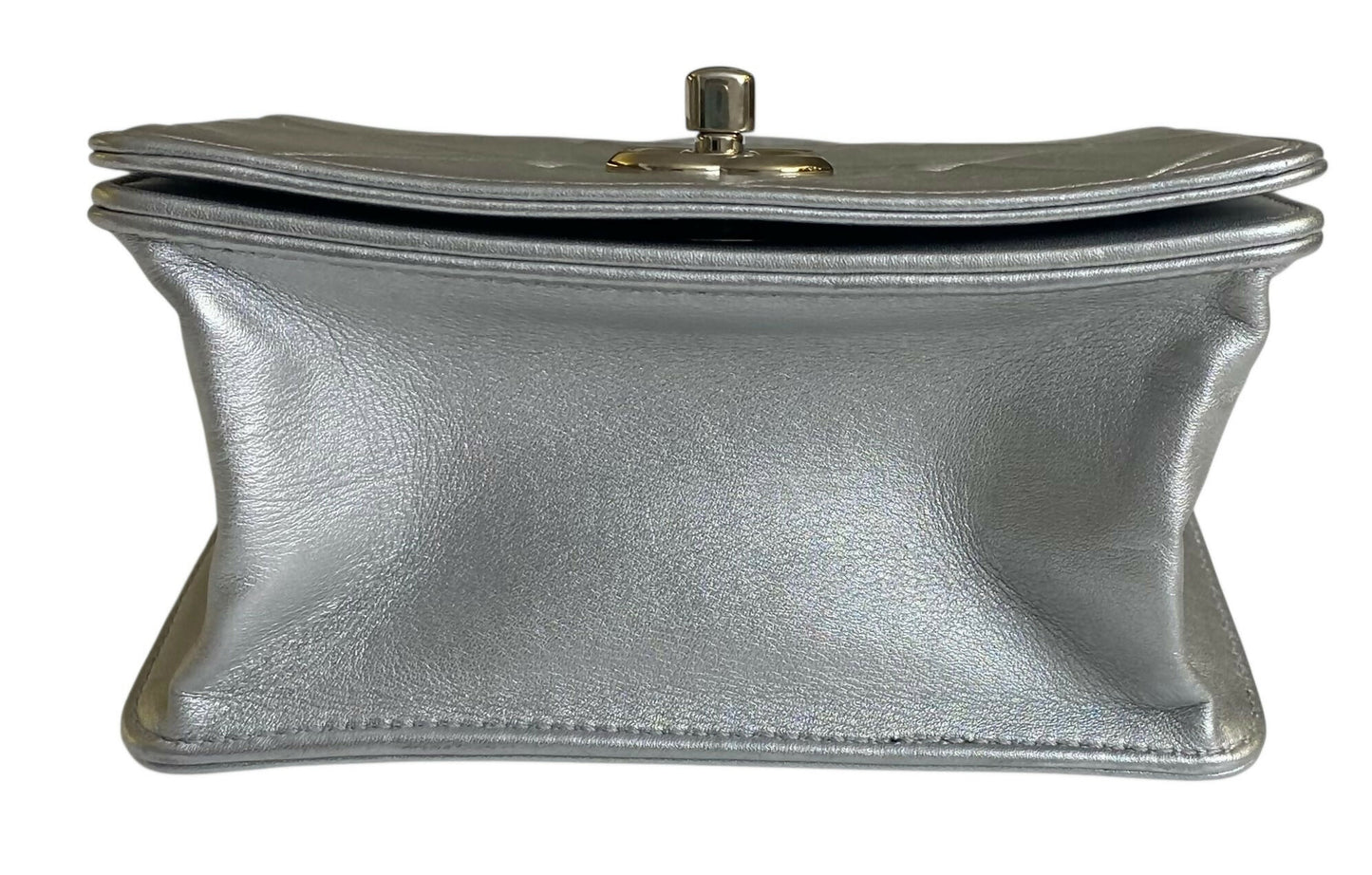 Chanel Airlines 16P Mini Propellor Metallic Calfskin Silver Flap Bag