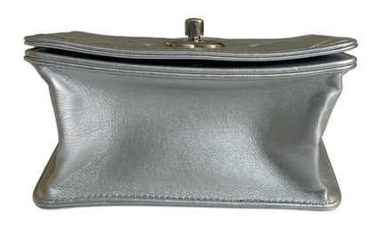 Chanel Airlines 16P Mini Propellor Metallic Calfskin Silver Flap Bag