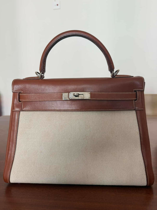 Hermes vintage Kelly 32 barenia x fabrics
