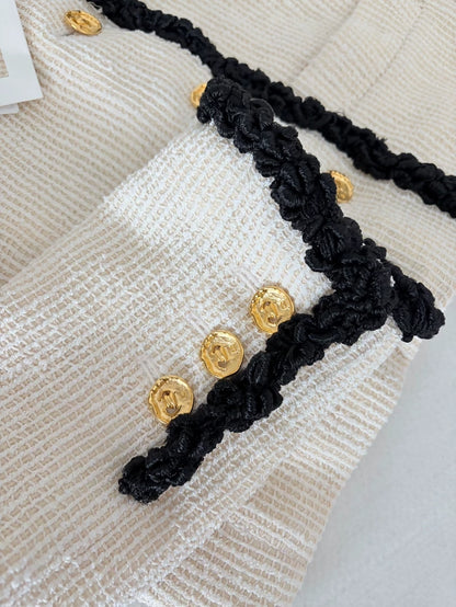 Chanel 26S Limited Edition White Jacket with Black Trim and Four Pockets