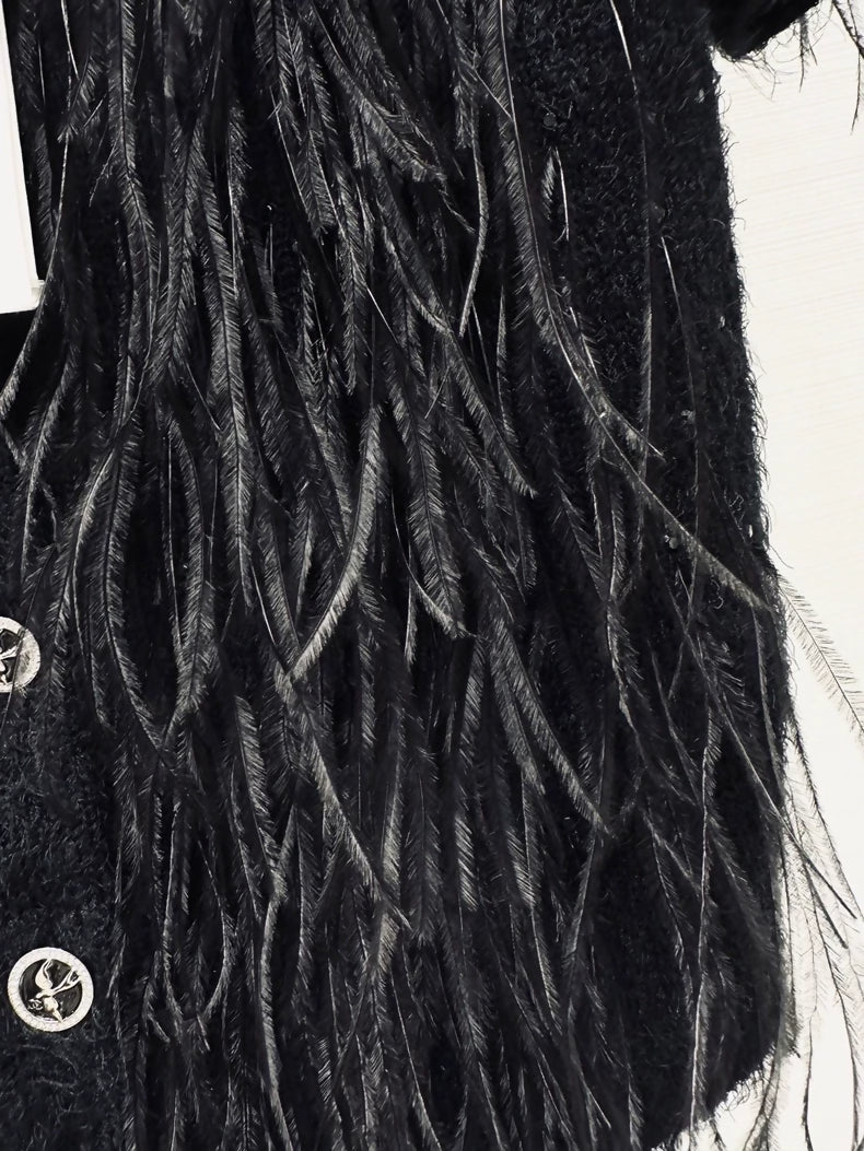 Chanel 25S black feather cardigan