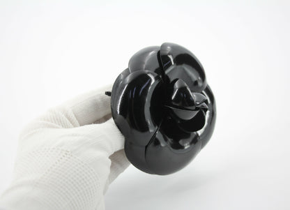 Chanel Vintage 81-85 Patent Leather Black Large Camellia Brooch
