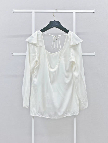 Chanel white silk top