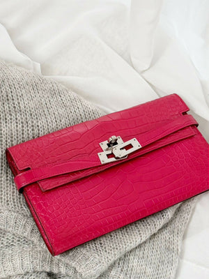 Hermès Kelly Cut Matte Alligator Rose Mexico with Hardware