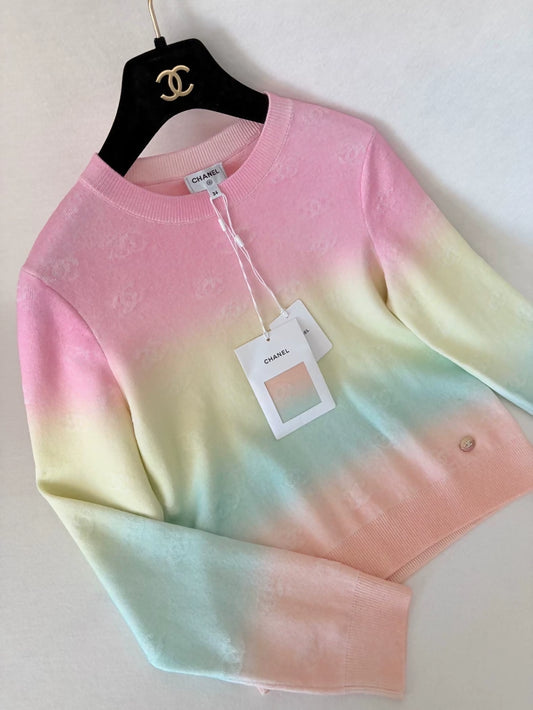 Chanel 24C Rainbow Double C Knit Sweater