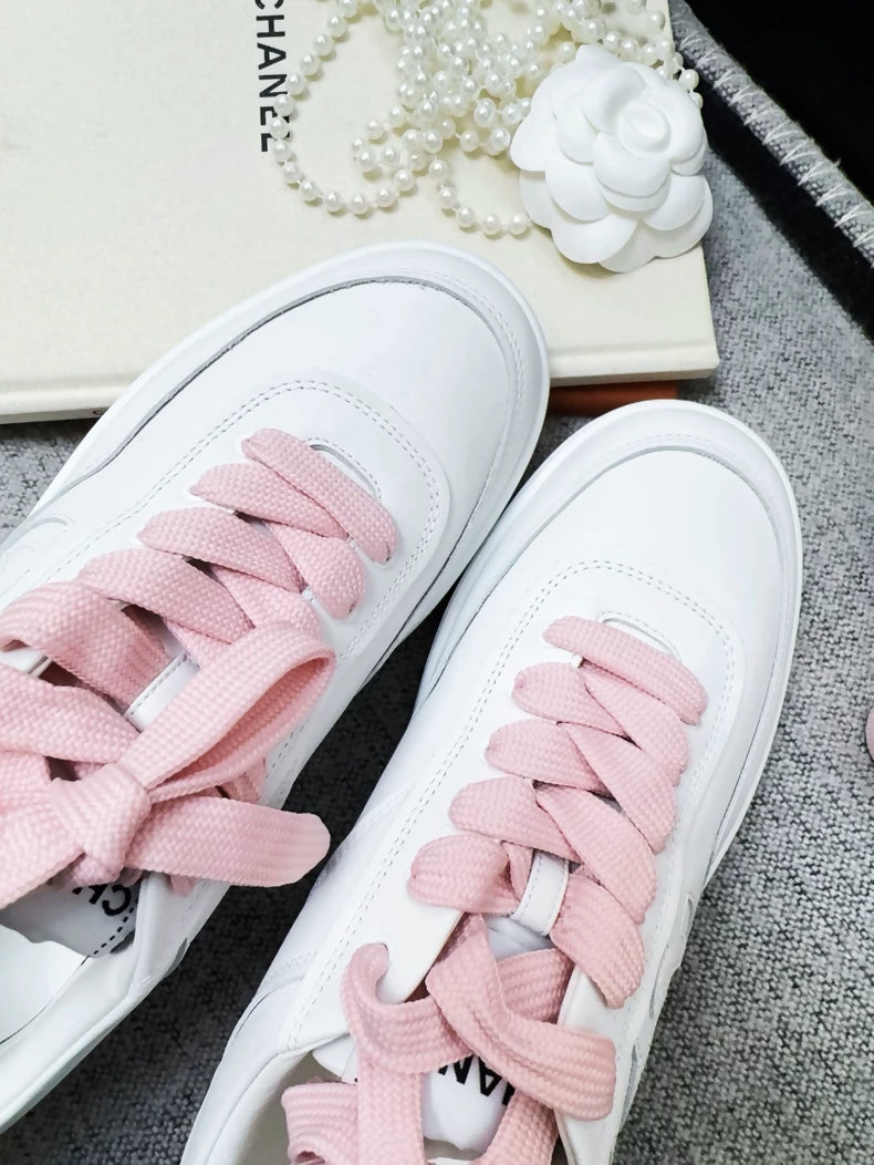 Chanel 24p popular pink and white color-blocked sneakers