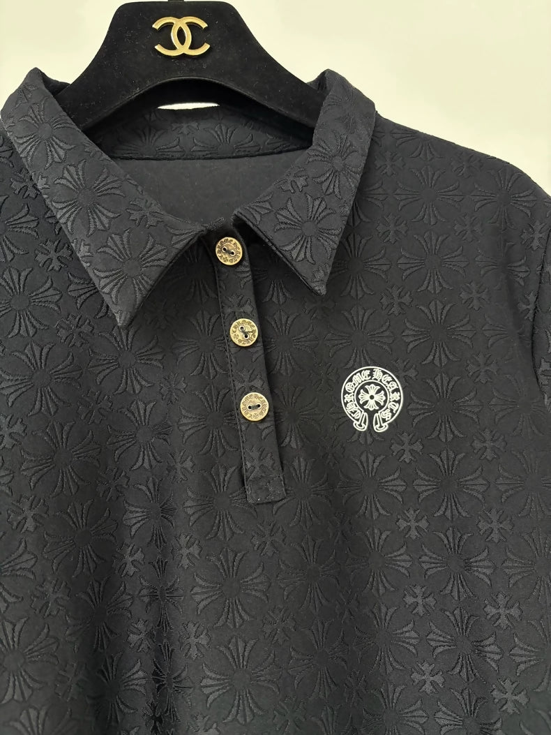 Chrome Hearts black short-sleeved polo shirt