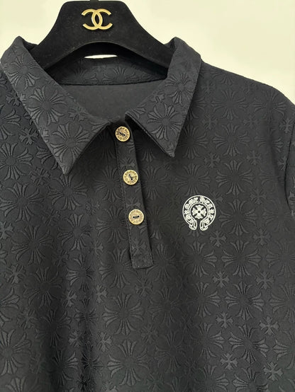 Chrome Hearts black short-sleeved polo shirt