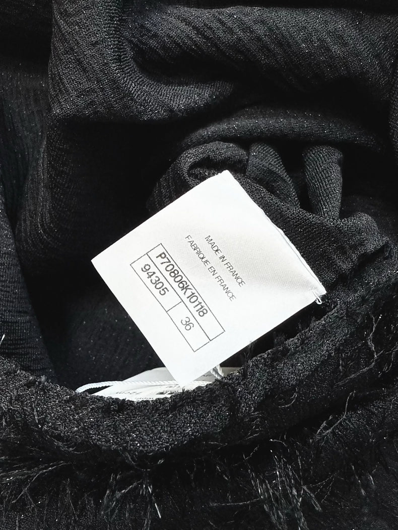 Chanel 21s black fringed feather dress