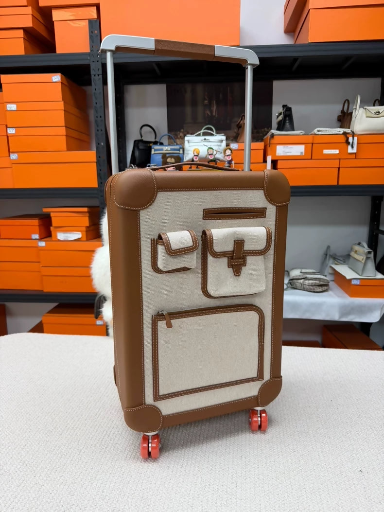Hermes gold-brown cargo suitcase