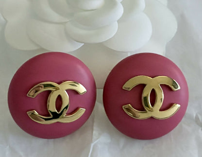 Chanel CC oversized pink earrings