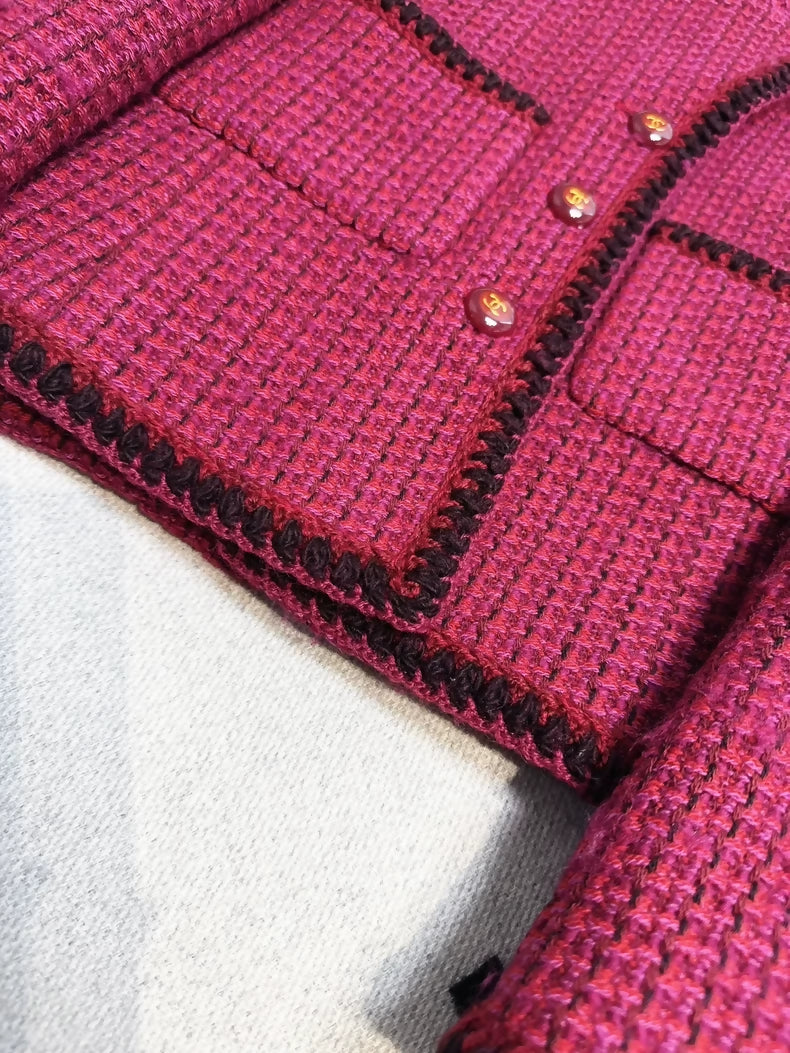 Vintage Chanel 01A raspberry tweed jacket