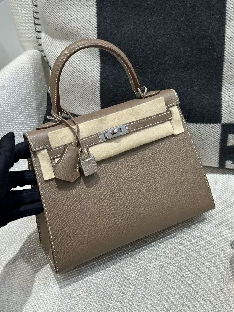 Hermes Kelly 25 Elephant Grey Epsom Leather palladium hardware