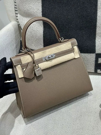 Hermes Kelly 25 Elephant Grey Epsom Leather palladium hardware