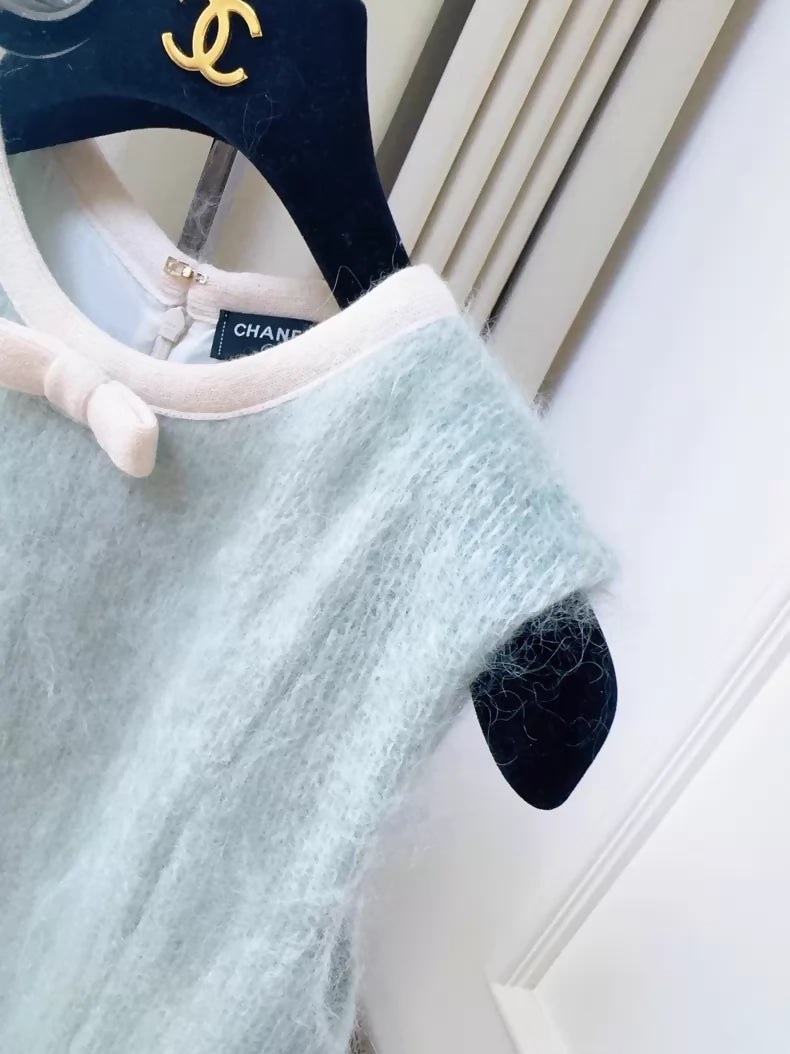 Chanel 25N Light Blue/Pale Blue Bow Dress