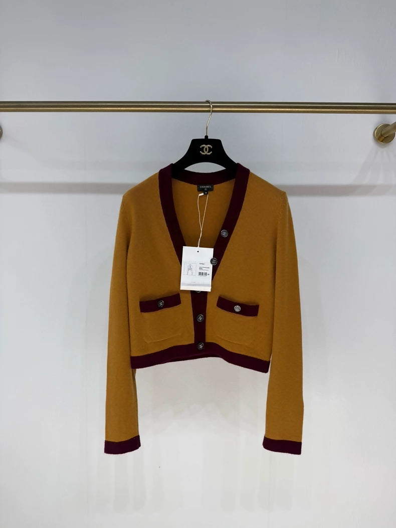 Chanel 21K orange cashmere cardigan