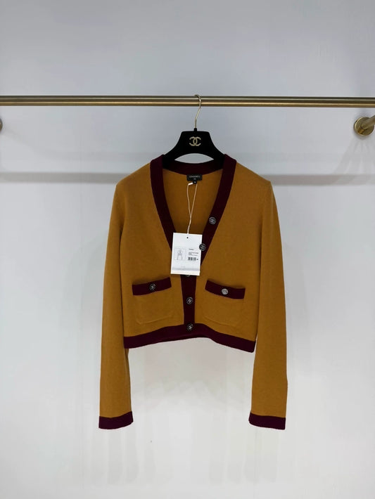 Chanel 21K orange cashmere cardigan