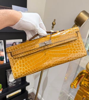Hermes Kelly Cutt Jaune Ambre Shiny Niloticus palladium hardware