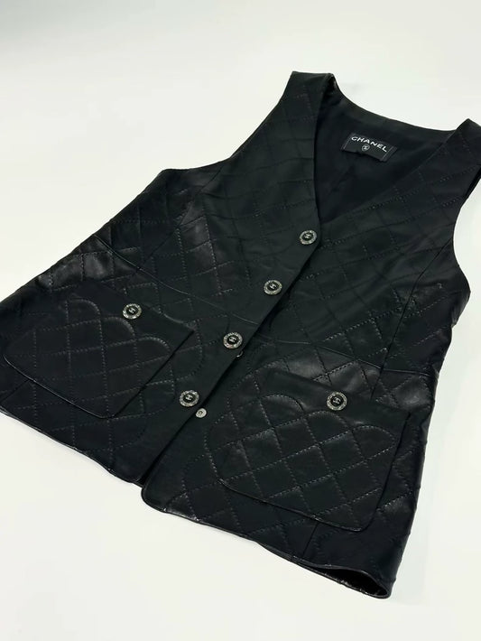 Chanel 22S Black Leather Vest