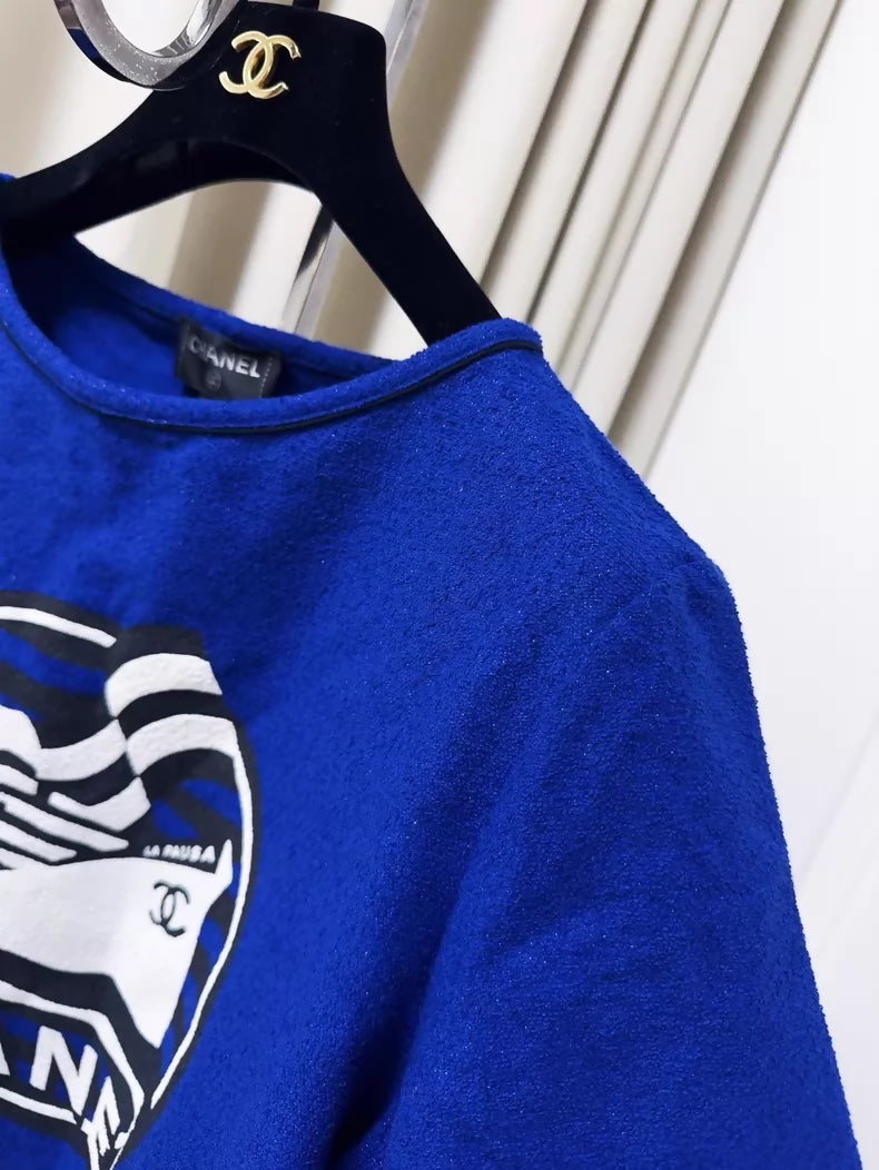 Chanel 19c Blue Nautical Cruise Print T-Shirt