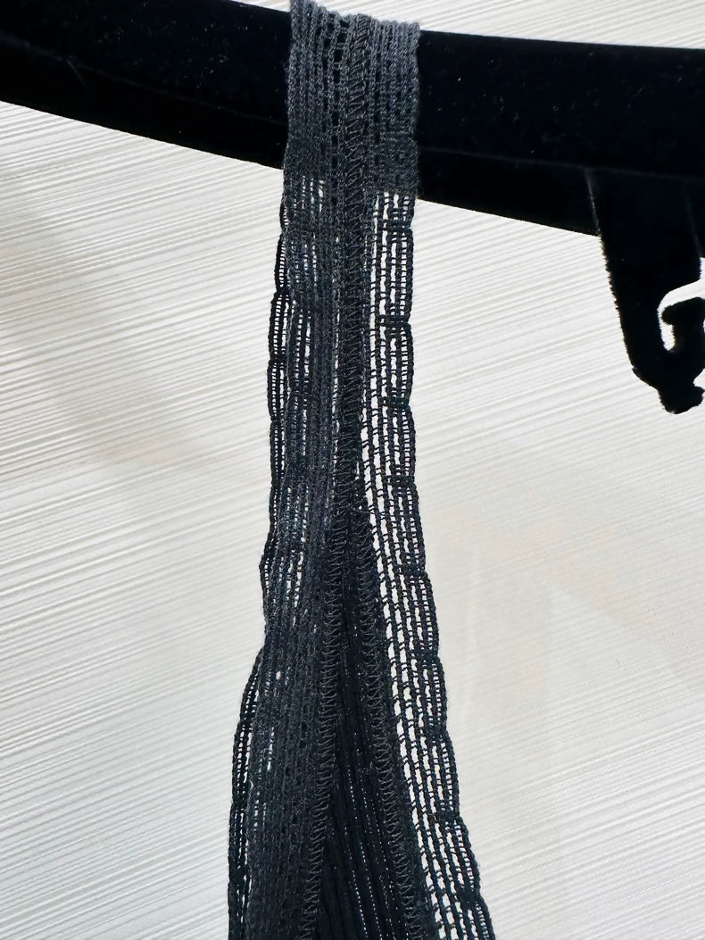 Prada 26SS Summer Collection Black Stretch Ribbed Lace top