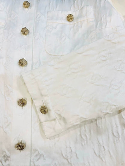 Chanel 25A silk embossed logo jacket