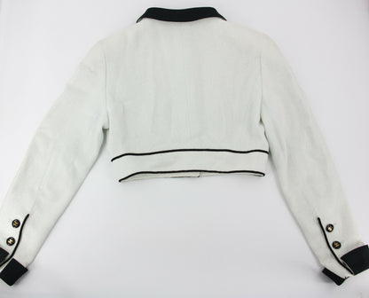 Chanel Vintage P95 Wool Coco Button White Light Green Short Jacket
