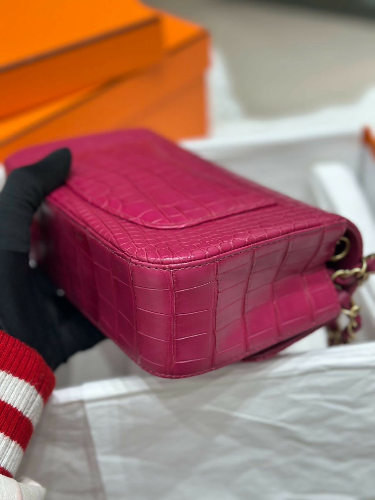 Chanel Pink Matte Alligator Big Mini Flap Bag – Wararni.com