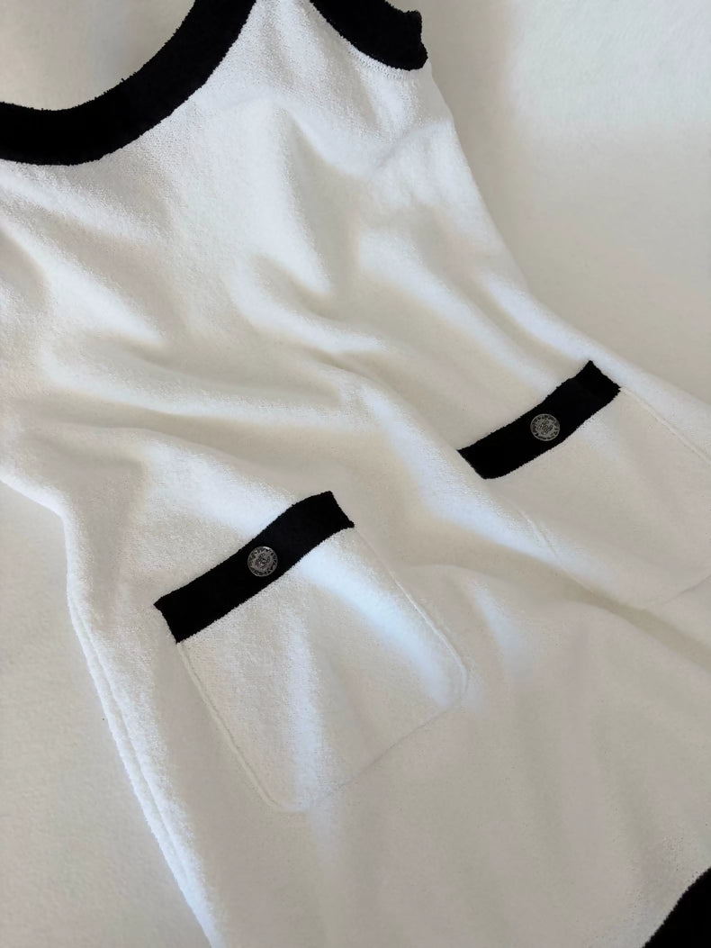 Chanel 23P Black and White Terry Cloth Dress