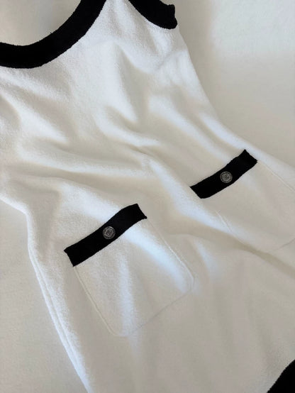 Chanel 23P Black and White Terry Cloth Dress