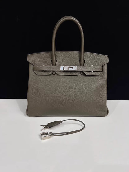 HERMES BK30 grey-green togo leather with palladium hardware
