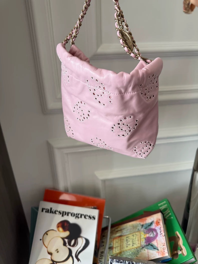 Chanel 25P  pink openwork mini 22 bag