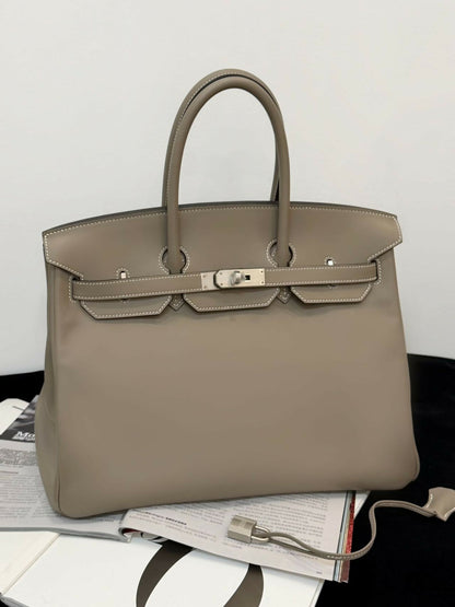 Hermès Birkin 35 Étoupe / Etoupe Togo Leather with Brushed Palladium Hardware