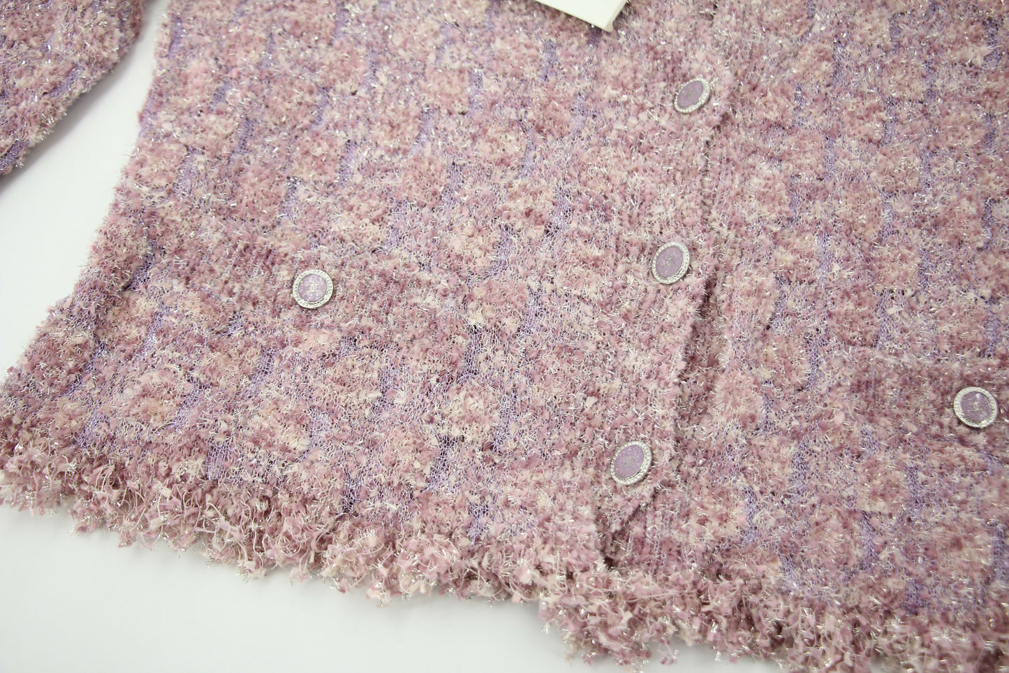 Chanel 26C Knitted Pinkish Purple Fringe Jacket